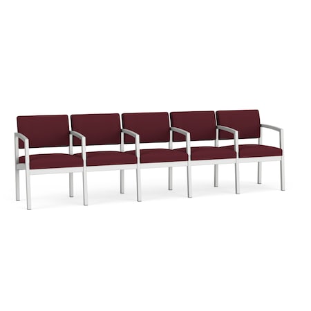 Lesro Lenox Steel 5 Seater with Center Arms, Wine/Mulberry (Red) Seat, Wine/Mulberry Back, 106.5 W 24.5 L LS5103